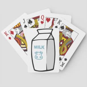Jeu De Cartes Illustration Carton de lait de vache laitière cuit