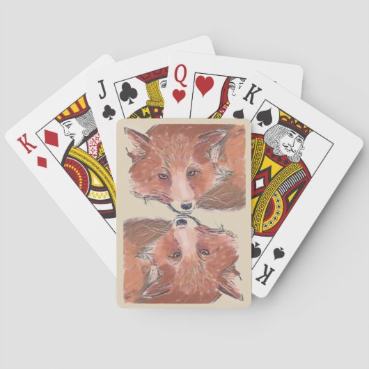 Jeu De Cartes Illustration couleur Renard rouge en miroir (dos)
