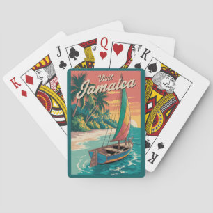 Jeu De Cartes Illustration de bateau Jamaïcain Art de voyage Vin