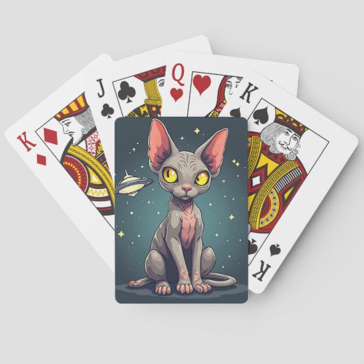 Jeu De Cartes Illustration de chat Sphynx UFO dans l'espace de s (dos)