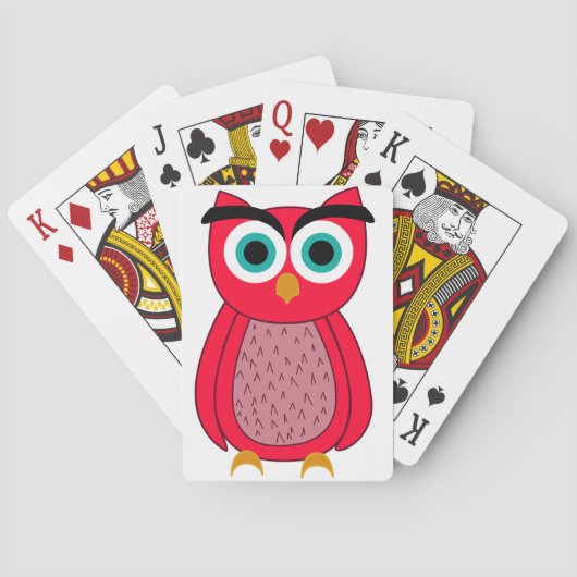 Jeu De Cartes Illustration de chouette rose mignonne (dos)