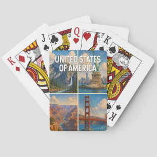 Jeu De Cartes Illustration de collage des États-Unis Art de voya