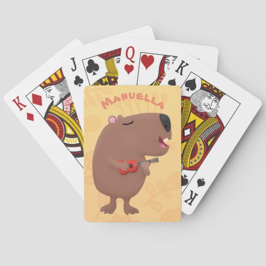 Jeu De Cartes Illustration de dessin animé de capybara ukulele (dos)