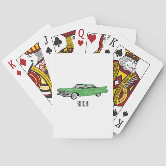 Jeu De Cartes Illustration de dessin de voiture classique 1959 (dos)