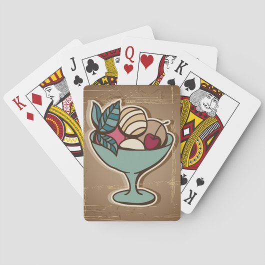 Jeu De Cartes Illustration de la crème glacée en style rétro (dos)