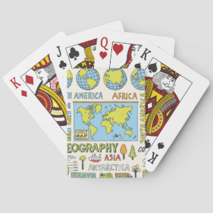 Jeu De Cartes Illustration de la géographie Vintage dessinée à l