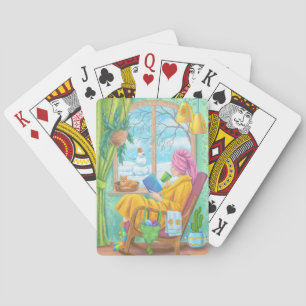 Jeu De Cartes Illustration de la maison d'hiver confortable dess