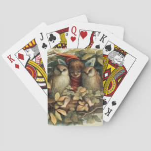 Jeu De Cartes Illustration de la nature des hiboux et des fées d