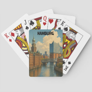 Jeu De Cartes Illustration de la ville portuaire vintage de Hamb