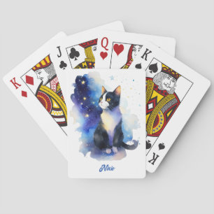 Jeu De Cartes Illustration de l'aquarelle de chat Tuxedo adorabl