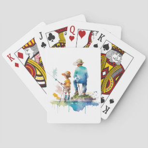 Jeu De Cartes Illustration de l'aquarelle Père et Fils Ai Art