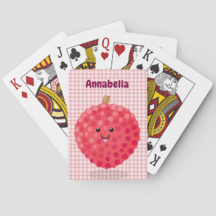 Jeu De Cartes Illustration de litchee rose mignon