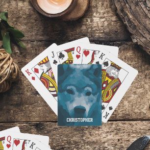 Jeu De Cartes Illustration de loup solitaire personnalisée Jouer