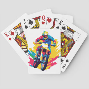 Jeu De Cartes Illustration de motocross, peinture à l'aquarelle