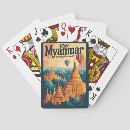 Jeu De Cartes Illustration de pagodes du Myanmar Art de voyage v (dos)