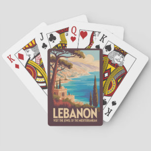 Jeu De Cartes Illustration de paysage libanais Art de voyage vin