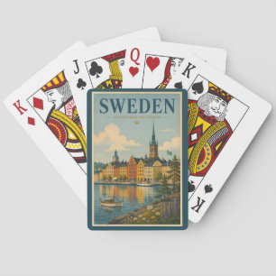 Jeu De Cartes Illustration de paysage suédois Art de voyage vint