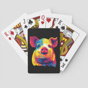 Jeu De Cartes Illustration de portrait de cochon peinture à l'aq