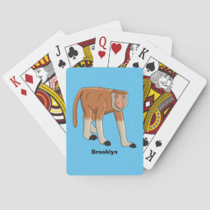 Jeu De Cartes Illustration de singe nasique drôle en style carto