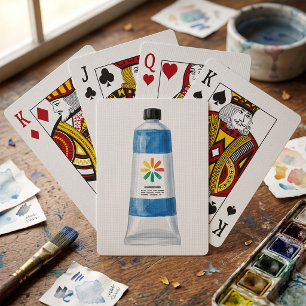 Jeu De Cartes Illustration de tube de peinture bleu aquarelle