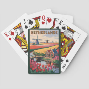 Jeu De Cartes Illustration de tulipes des Pays-Bas Art de voyage