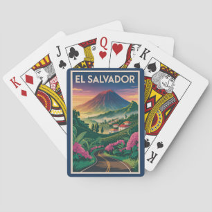 Jeu De Cartes Illustration de volcan d'El Salvador Art de voyage
