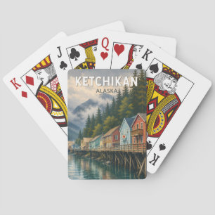Jeu De Cartes Illustration de voyage d'art vintage de Ketchikan