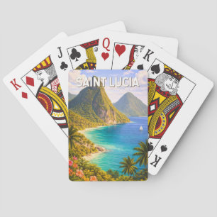 Jeu De Cartes Illustration de voyage de Sainte-Lucie Art vintage