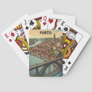 Jeu De Cartes Illustration de voyage rétro colorée à Porto Portu