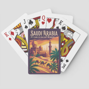 Jeu De Cartes Illustration de voyage rétro sur le désert d'Arabi