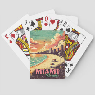Jeu De Cartes Illustration de voyage vintage à Miami Floride