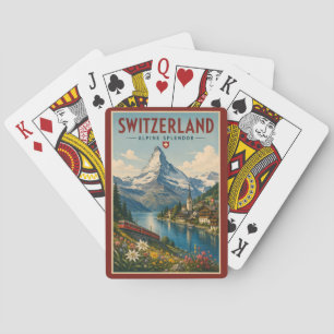 Jeu De Cartes Illustration de voyage vintage en Suisse