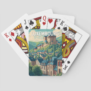 Jeu De Cartes Illustration de voyage vintage sur le Luxembourg A