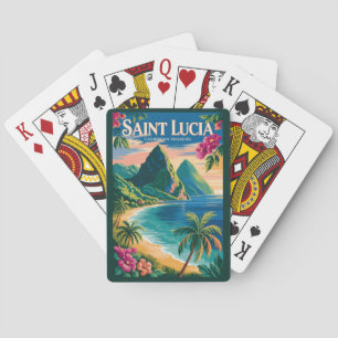 Jeu De Cartes Illustration des Pitons de Sainte-Lucie Art de voy