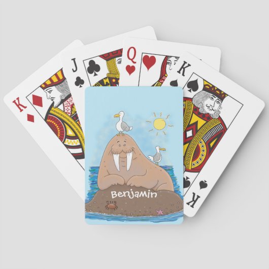 Jeu De Cartes Illustration drôle de morse joyeux (dos)