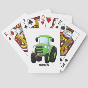 Jeu De Cartes Illustration du joli joyeux tracteur agricole vert