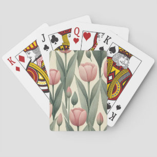Jeu De Cartes Illustration du Motif de champ Tulipe rose
