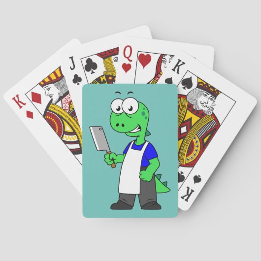 Jeu De Cartes Illustration D'Un Boucher Rex Tyrannosaurus. (dos)