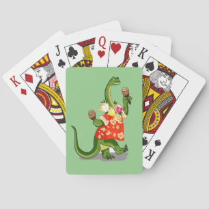 Jeu De Cartes Illustration D'Un Brontosaurus Jouant À Maracas.