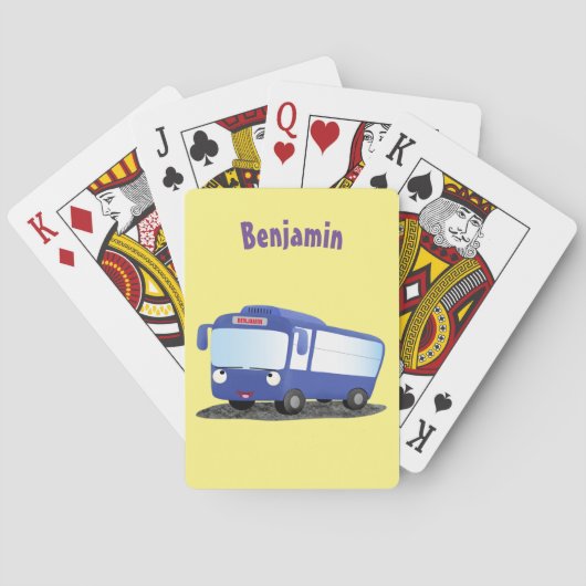 Jeu De Cartes Illustration d'un bus moderne bleu mignon (dos)