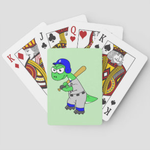 Jeu De Cartes Illustration D'Un Joueur De Baseball Brontosaurus.