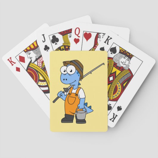 Jeu De Cartes Illustration D'Un Pêcheur D'Allosaurus. (dos)