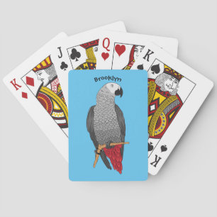 Jeu De Cartes Illustration d'un perroquet gris en Afrique