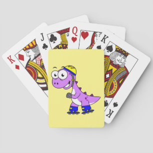 Jeu De Cartes Illustration D'Un Tyrannosaurus Rex De Patinage.