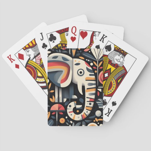 Jeu De Cartes Illustration géométrique des éléphants (dos)