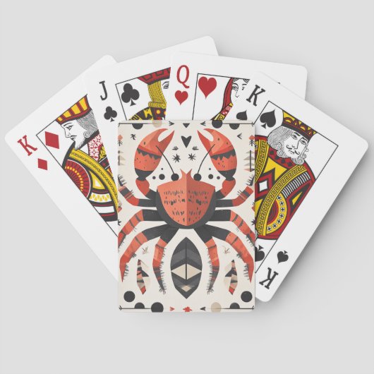 Jeu De Cartes Illustration géométrique du crabe rouge (dos)