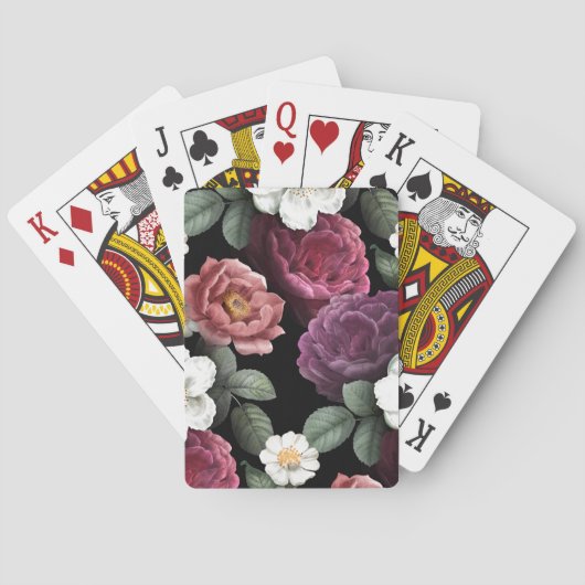 Jeu De Cartes Illustration ornementale Rose vintage (dos)