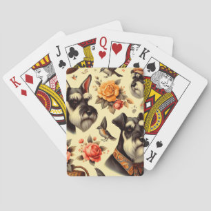 Jeu De Cartes Illustration Retro Cute Schnauzer