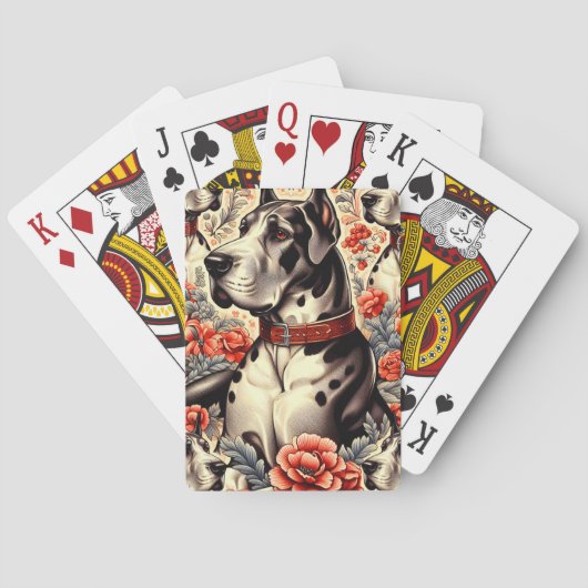 Jeu De Cartes Illustration Retro Great Dane (dos)
