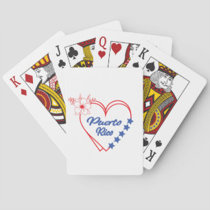 Jeu De Cartes Illustration stylée du coeur de Porto Rico Floral